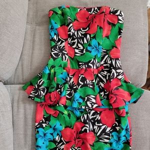 A.J Bari floral strapless peplum dress